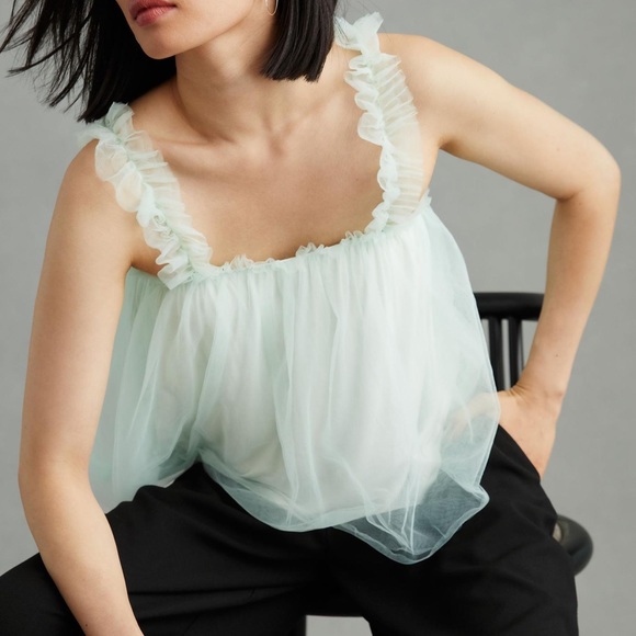 Sunday in Brooklyn Tops - Sunday in Brooklyn mint tulle tank top blouse